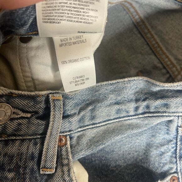 Agolde Crop Jeans Womens 24 x 26 Crop Blue High Rise  Button Fly Distressed - Picture 6 of 12